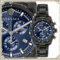  Shop Authentic Versace V-Ray Chronograph Quartz Blue Dial Black Steel Strap Watch For Men - VE2I00521 - Luxxuri