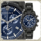  Shop Authentic Versace V-Ray Chronograph Quartz Blue Dial Black Steel Strap Watch For Men - VE2I00521 - Luxxuri