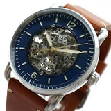  Shop Authentic Fossil Commuter Automatic Skeleton Blue Dial Brown Leather Strap Watch for Men - ME3159 - Luxxuri