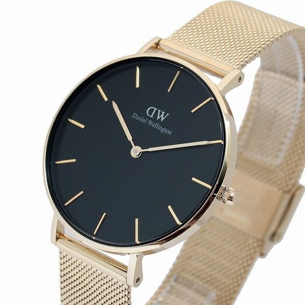  Shop Authentic Daniel Wellington Petite Evergold Black Dial Gold Mesh Strap Watch For Women - DW00100345 - Luxxuri
