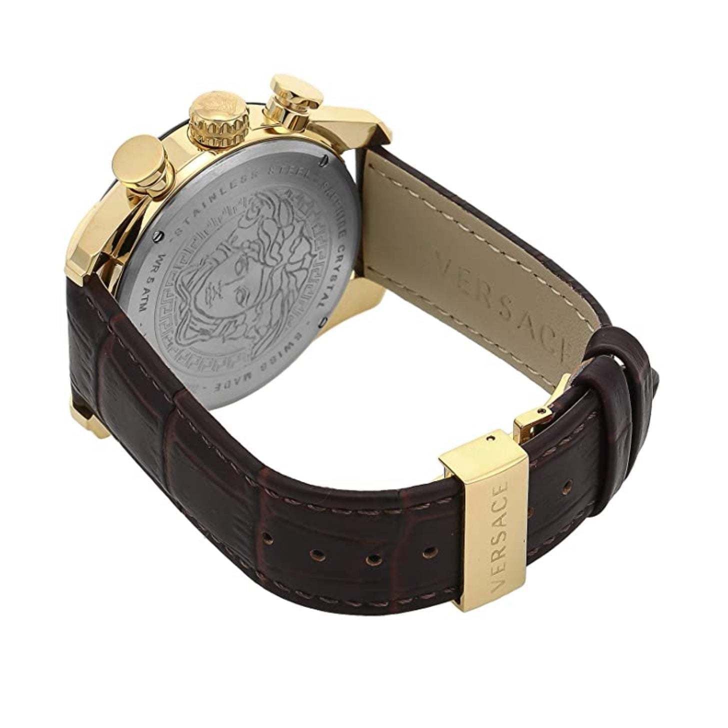  Shop Authentic Versace V-Ray Chronograph Quartz Black Dial Brown Leather Strap Watch For Men - VEDB00318 - Luxxuri