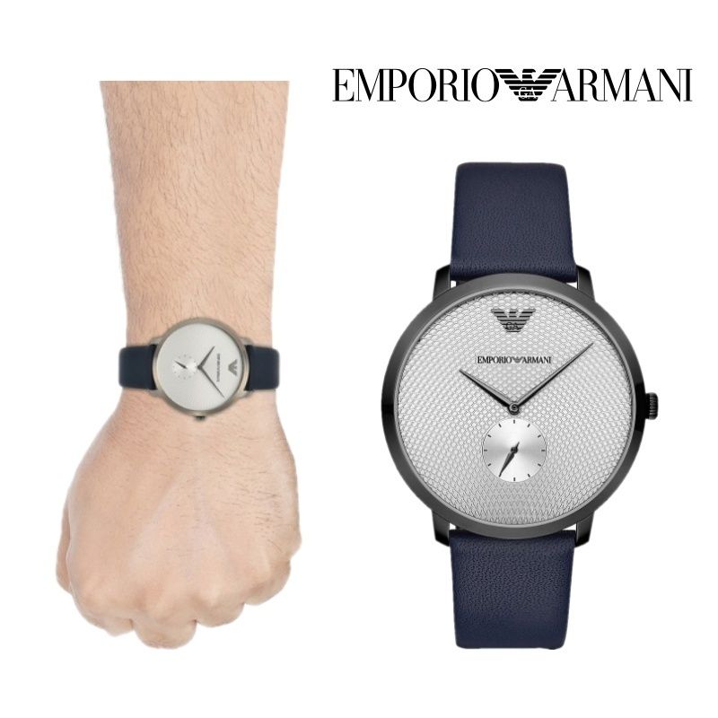  Shop Authentic Emporio Armani Modern Slim Analog Silver Dial Blue Leather Strap Watch For Men - AR11214 - Luxxuri