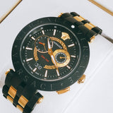  Shop Authentic Versace V-Race Analog Quartz Black Dial Two Tone Steel Strap Watch For Men - VEBV00619 - Luxxuri