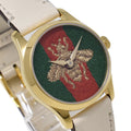  Shop Authentic Gucci G Timeless Quartz Red & Green Dial Beige Leather Strap Watch For Women - YA1265009 - Luxxuri