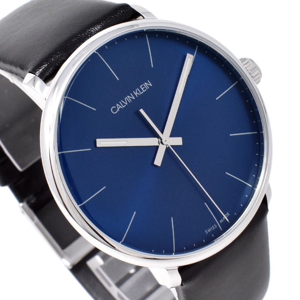  Shop Authentic Calvin Klein High Noon Quartz Blue Dial Black Leather Strap Watch for Men - K8M211CN - Luxxuri