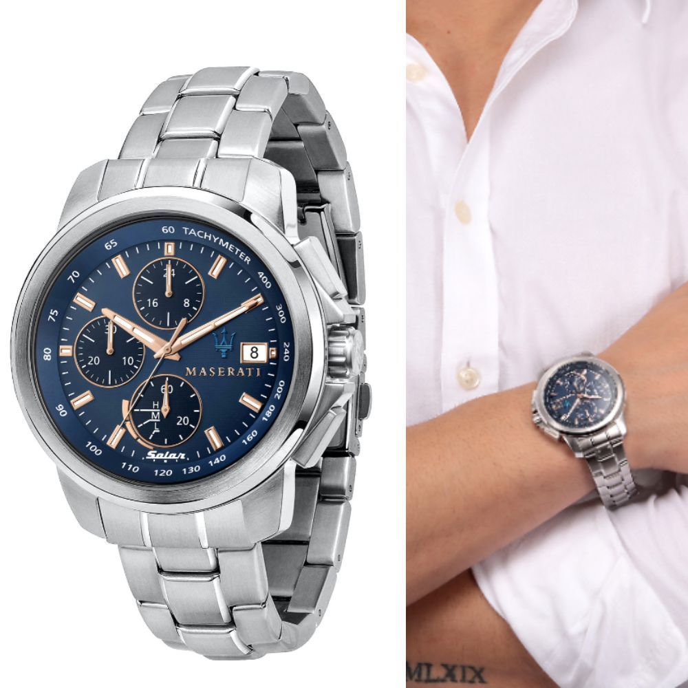  Shop Authentic Maserati Successo 44mm Solar Blue Stainless Steel Watch For Men - R8873645004 - Luxxuri