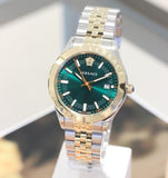  Shop Authentic Versace Hellenyium Quartz Green Dial Two Tone Steel Strap Watch For Men - VEVI00620 - Luxxuri