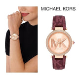  Shop Authentic Michael Kors Parker Rose Gold Dial Maroon Leather Strap Watch For Women - MK2974 - Luxxuri