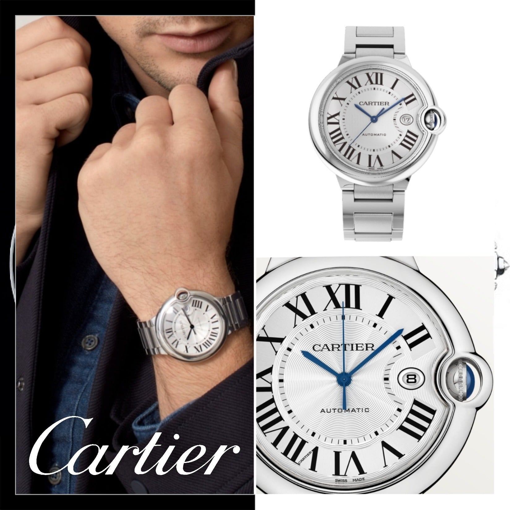  Shop Authentic Cartier Ballon Bleu De Cartier Silver Dial Silver Steel Strap Watch for Men - WSBB0049 - Luxxuri