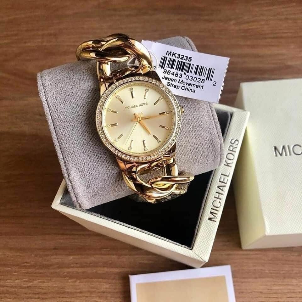  Shop Authentic Michael Kors Nini Three Hand Gold Dial Gold Steel Strap Watch For Women - MK3235 - Luxxuri