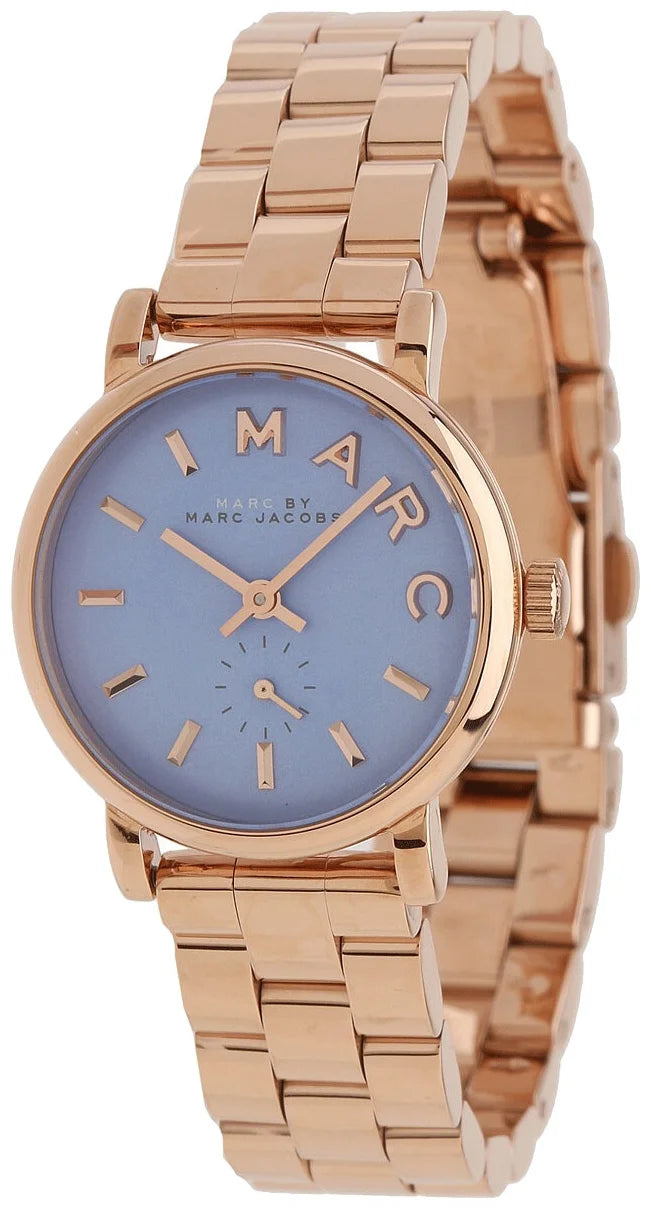 Marc Jacobs Mini Baker Blue Dial Rose Gold Steel Strap Watch for Women - MBM3285
