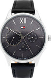 Shop Authentic Tommy Hilfiger Damon Multifunction Black Dial Black Leather Strap Watch for Men - 1791417 - Luxxuri