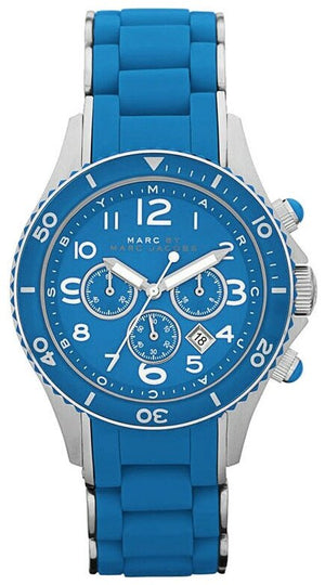  Shop Authentic Marc Jacobs Rock Chronograph Blue Dial Blue Silicone Strap Watch for Women - MBM2575 - Luxxuri