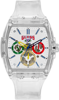 Guess Phoenix J Balvin White Dial Transparent Silicone Strap Watch For Men - V1051M1