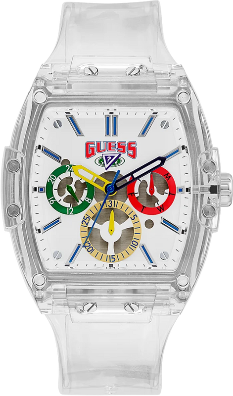  Shop Authentic Guess Phoenix J Balvin White Dial Transparent Silicone Strap Watch For Men - V1051M1 - Luxxuri
