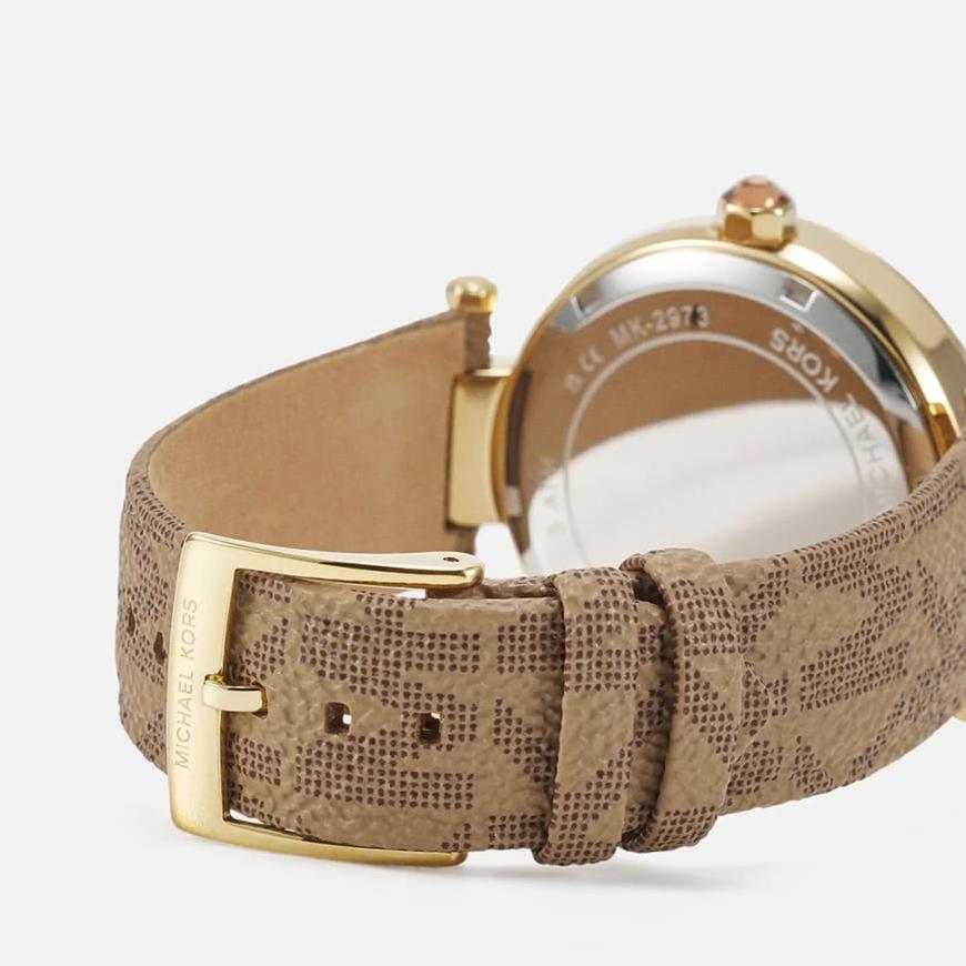  Shop Authentic Michael Kors Parker Three Hand Gold Dial Brown Leather Strap Watch For Women - MK2973 - Luxxuri