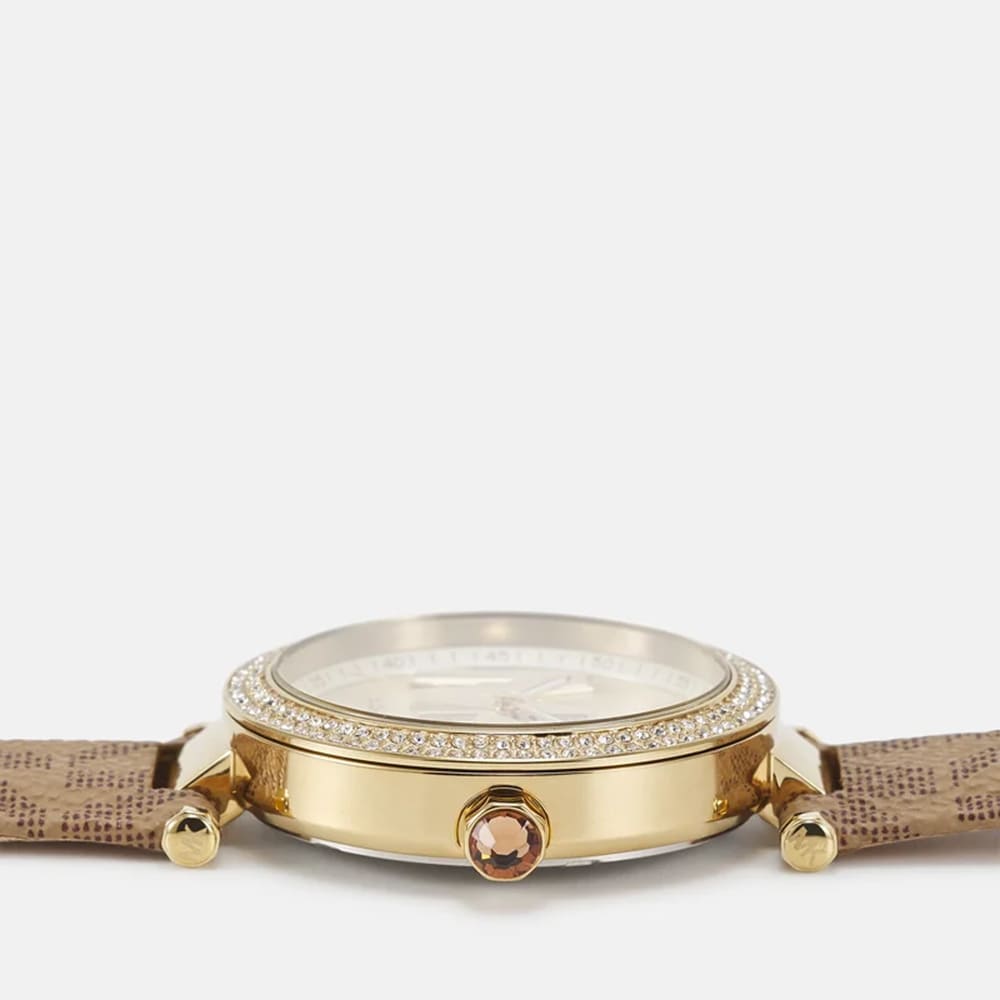  Shop Authentic Michael Kors Parker Three Hand Gold Dial Brown Leather Strap Watch For Women - MK2973 - Luxxuri