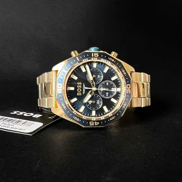  Shop Authentic Hugo Boss Energy Chronograph Blue Dial Gold Steel Strap Watch For Men - 1513973 - Luxxuri