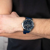  Shop Authentic Tommy Hilfiger Luca Chronograph Blue Dial Blue Silicone Strap Watch For Men - 1710489 - Luxxuri