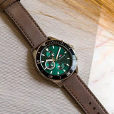  Shop Authentic Tommy Hilfiger Larson Chronograph Green Dial Brown Leather Strap Watch For Men - 1791983 - Luxxuri