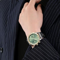  Shop Authentic Emporio Armani Mario Chronograph Green Dial Silver Steel Strap Watch For Men - AR11454 - Luxxuri