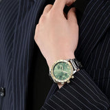  Shop Authentic Emporio Armani Mario Chronograph Green Dial Silver Steel Strap Watch For Men - AR11454 - Luxxuri