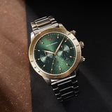  Shop Authentic Emporio Armani Mario Chronograph Green Dial Silver Steel Strap Watch For Men - AR11454 - Luxxuri