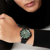  Shop Authentic Emporio Armani Diver Chronograph Quartz Green Dial Black Silicon Strap Watch For Men - AR11463 - Luxxuri