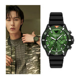  Shop Authentic Emporio Armani Diver Chronograph Quartz Green Dial Black Silicon Strap Watch For Men - AR11463 - Luxxuri