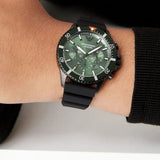  Shop Authentic Emporio Armani Diver Chronograph Quartz Green Dial Black Silicon Strap Watch For Men - AR11463 - Luxxuri