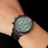  Shop Authentic Emporio Armani Mario Chronograph Green Dial Black Steel Strap Watch For Men - AR11472 - Luxxuri