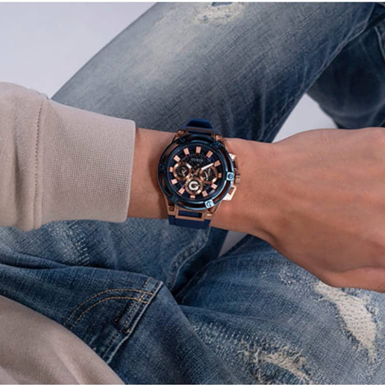  Shop Authentic Guess Matrix Multifunction Blue Dial Blue Rubber Strap Watch for Men - GW0423G4 - Luxxuri