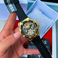  Shop Authentic Guess Asteria Multifunction Gold Dial Black Rubber Strap Watch For Women - GW0620L2 - Luxxuri