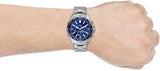  Shop Authentic Fossil Garrett Chronograph Blue Dial Silver Steel Strap Watch for Men - FS5623 - Luxxuri