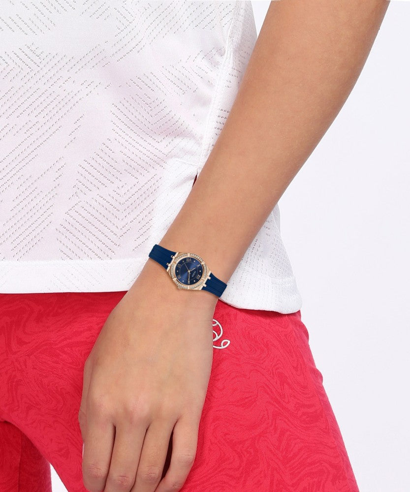  Shop Authentic Guess Cosmo Diamonds Blue Blue Dial Blue Silicone Strap Watch for Women - GW0034L4 - Luxxuri
