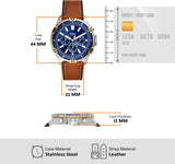  Shop Authentic Fossil Garrett Chronograph Blue Dial Brown Leather Strap Watch for Men - FS5625 - Luxxuri