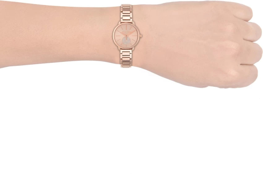  Shop Authentic Michael Kors Portia Analog Quartz Rose Gold Dial Rose Gold Steel Strap Watch For Women - MK3839 - Luxxuri