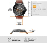  Shop Authentic Fossil Townsman Automatic Skeleton Black Dial Brown Leather Strap Watch for Men - ME3181 - Luxxuri