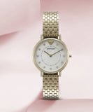  Shop Authentic Emporio Armani Dress Analog Mother of Pearl Dial Gold Steel Strap Watch For Women - AR11007 - Luxxuri