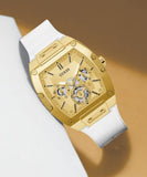  Shop Authentic Guess Phoenix Multifunction Gold Dial White Leather Strap Watch for Men - GW0202G6 - Luxxuri
