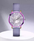  Shop Authentic Guess Dahlia Analog Silver Dial Purple Leather Strap Watch For Women - GW0529L4 - Luxxuri
