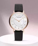  Shop Authentic Emporio Armani Kappa Mother of Pearl Dial Black Leather Strap Watch For Women - AR80011 - Luxxuri