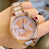  Shop Authentic Michael Kors Janelle Three Hand Rose Gold Dial Two Tone Steel Strap Watch For Women - MK7134 - Luxxuri