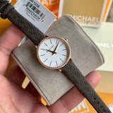  Shop Authentic Michael Kors Pyper Quartz Silver Dial Brown Leather Strap Watch for Women - MK1036 - Luxxuri