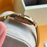 Shop Authentic Michael Kors Empire Three Hand Gold Dial Brown Leather Strap Watch for Women - MK4721 - Luxxuri