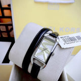 Shop Authentic Michael Kors Empire Three-Hand Silver Dial Black Leather Strap Watch For Women - MK4722 - Luxxuri