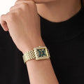 Michael Kors Emery Pave Analog Green Dial Gold Steel Strap Watch for Women - MK4742
