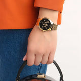  Shop Authentic Michael Kors Runway Quartz Black Dial Gold Steel Strap Watch For Women - MK6682 - Luxxuri