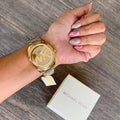  Shop Authentic Michael Kors Janelle Quartz Gold Dial Gold Steel Strap Watch For Women - MK7088 - Luxxuri
