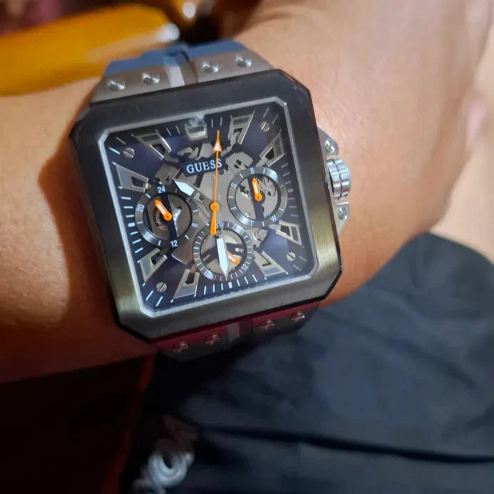  Shop Authentic Guess Leo Chronograph Navy Blue Dial Blue Silicone Strap Watch For Men - GW0637G1 - Luxxuri